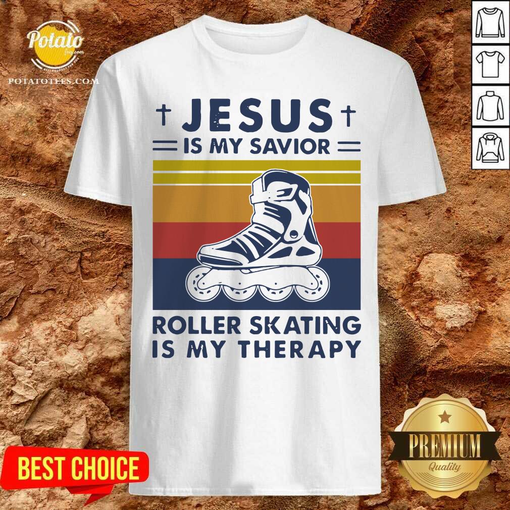 Nice Jesus Is My Savior Roller Skating Is My Therapy Vintage Shirt