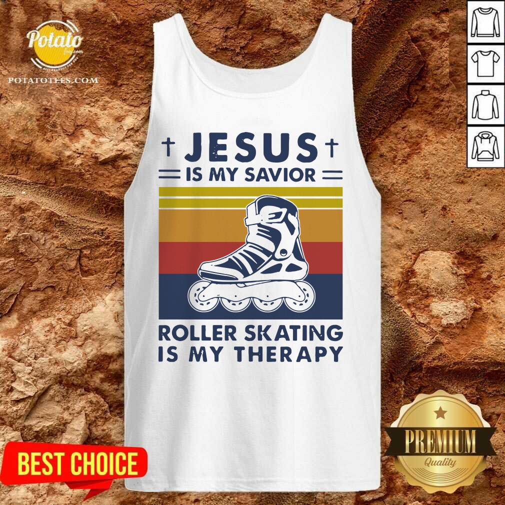 Nice Jesus Is My Savior Roller Skating Is My Therapy Vintage Shirt - Image 3