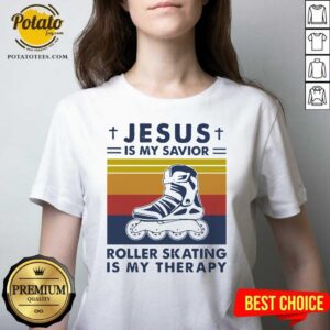 Alternative view of Nice Jesus Is My Savior Roller Skating Is My Therapy Vintage Shirt