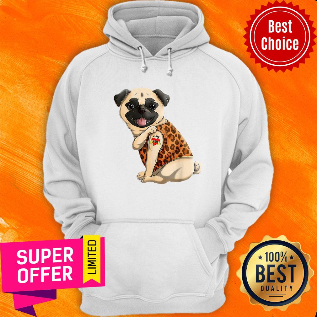 Pug I Love Mom Tattoo Dog Shirt - Image 2