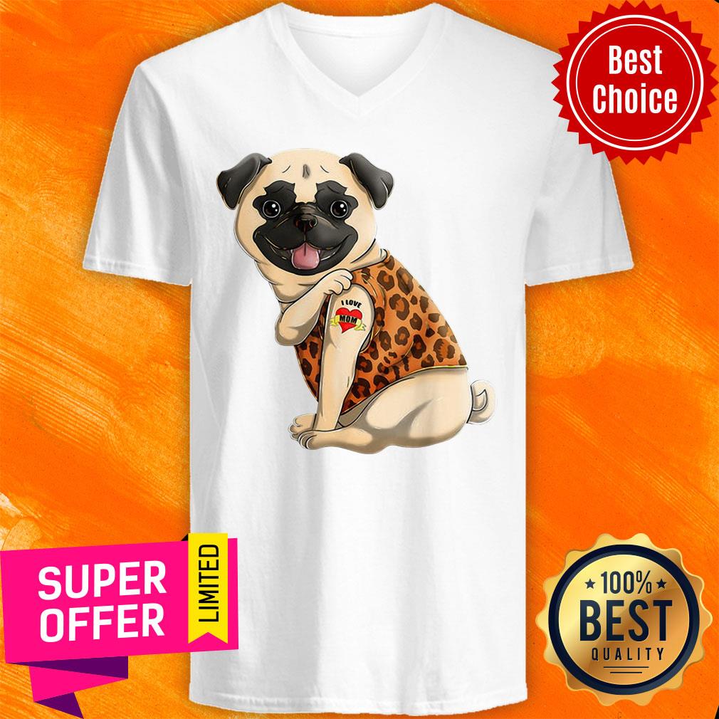 Pug I Love Mom Tattoo Dog Shirt - Image 3