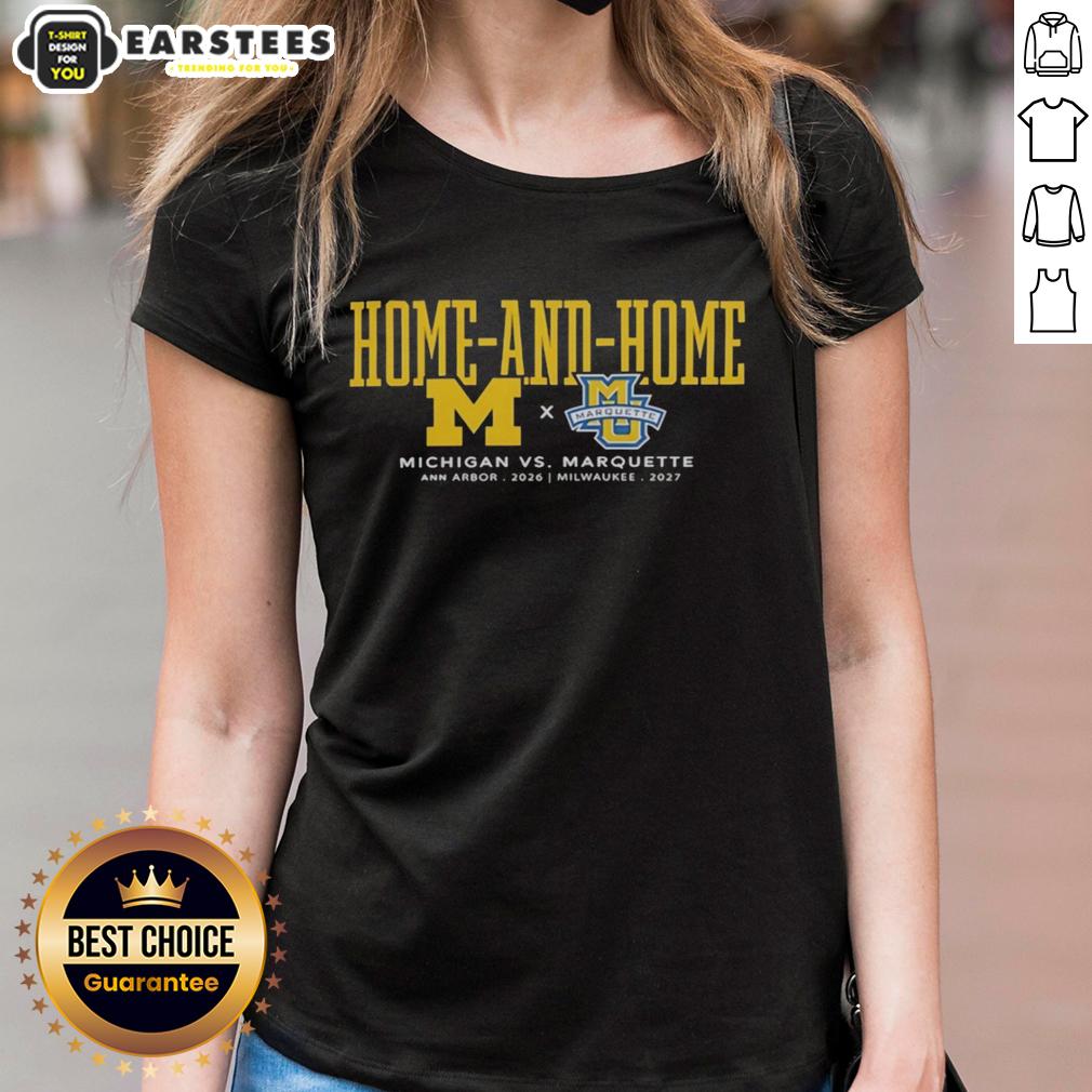 Good Michigan Wolverines Vs Marquette Golden Eagles Home And Home Ann Arbor 2026 Milwaukee 2027 T-Shirt - Image 3