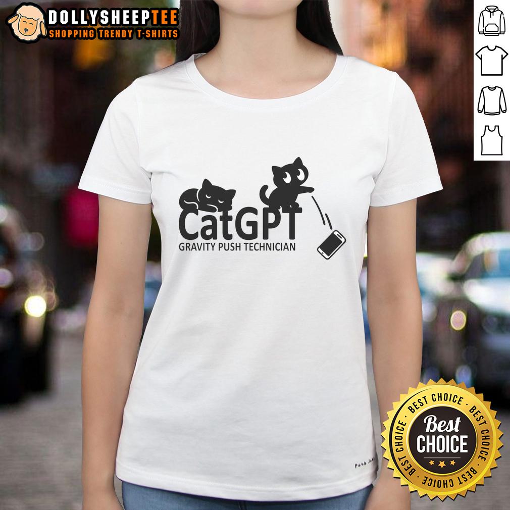 Premium CatGPT Gravity Push Technician T-Shirt - Image 3