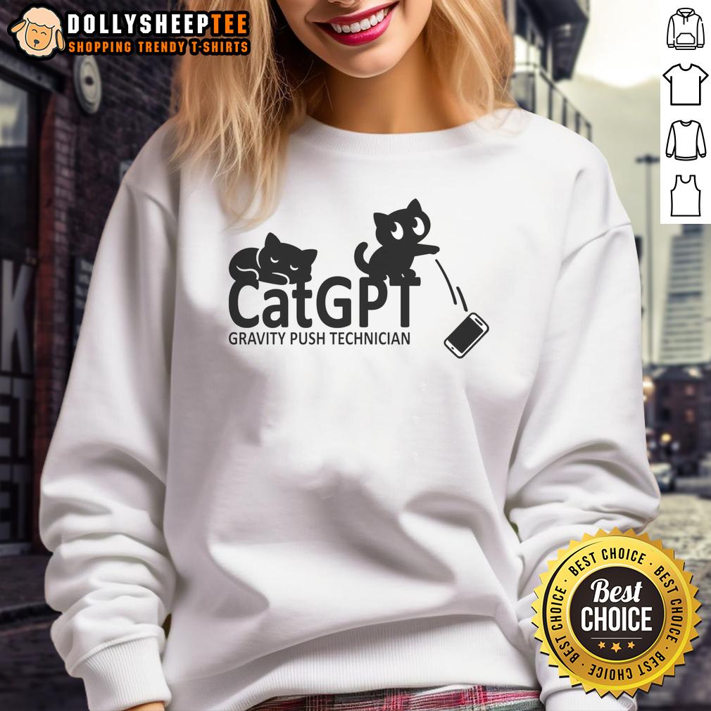 Premium CatGPT Gravity Push Technician T-Shirt - Image 5