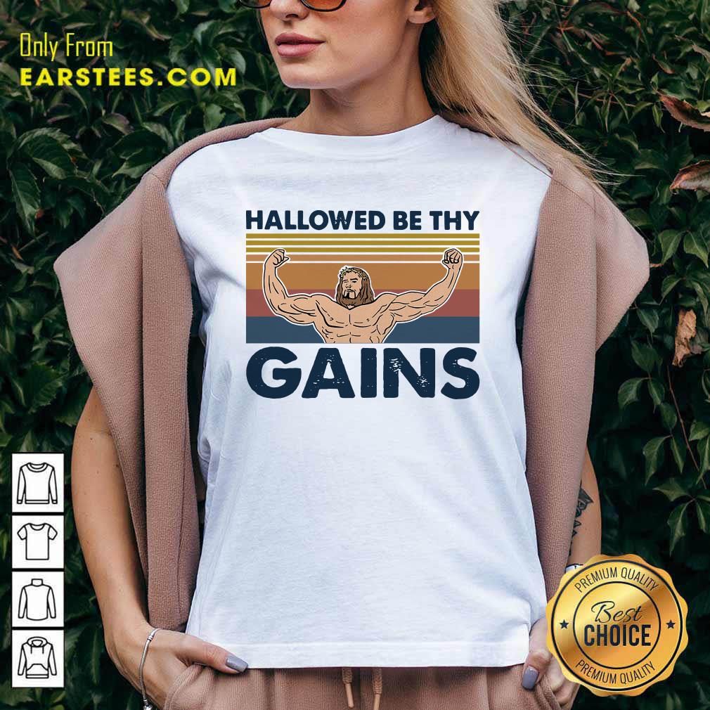 Hot Jesus Hallowed Be Thy Gains Vintage Shirt - Image 3