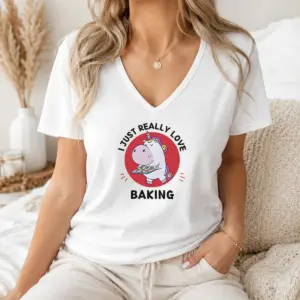 Alternative view of Funny Unicorn Holding Baking Tray I Just Really Love Baking Shirt