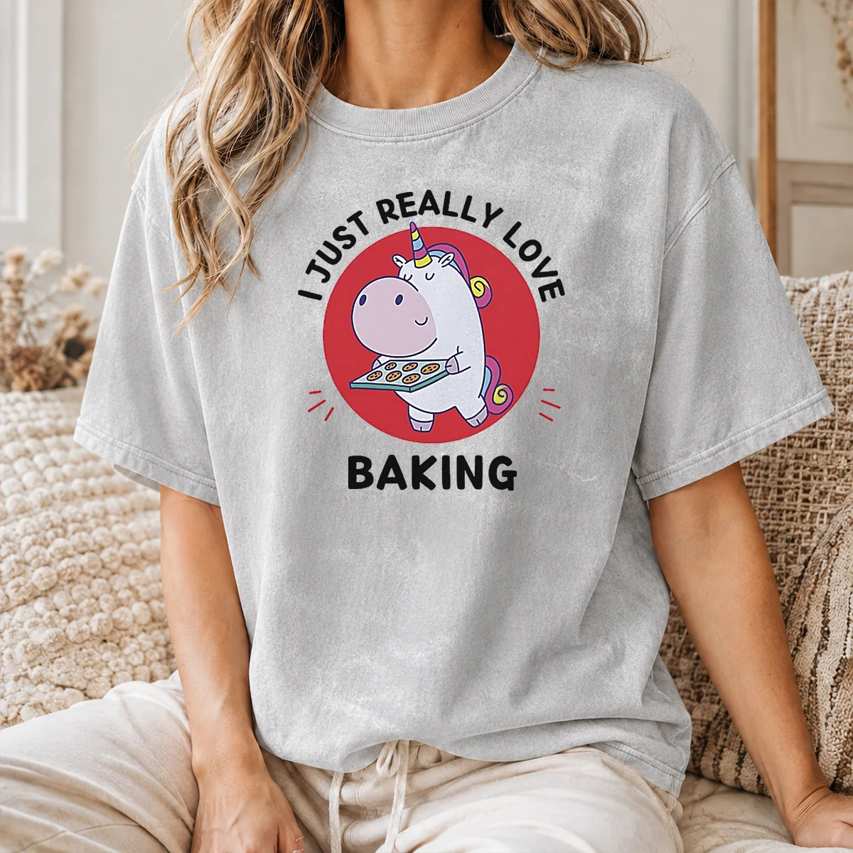 Funny Unicorn Holding Baking Tray I Just Really Love Baking Shirt - Image 8
