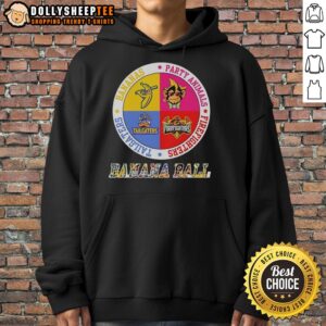 Alternative view of Hot Bananas Ball Bananas Party Animals Firefighters Tailgaters Circle Logo T-Shirt
