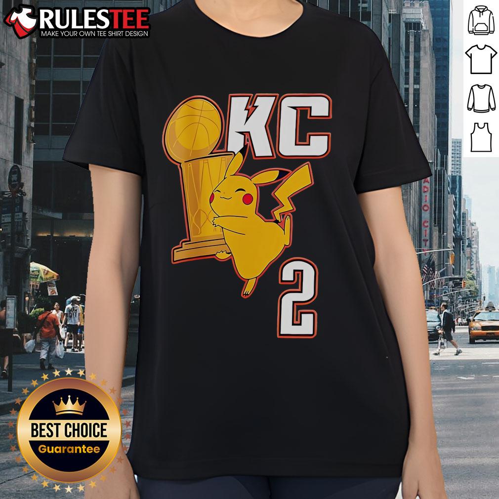 Cute OKC Pikachu Holding 2025 NBA Champs Trophy T-Shirt - Image 3