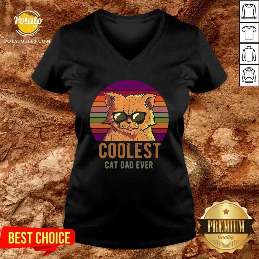 Awesome Coolest Cat Dad Ever Vintage Shirt - Image 2