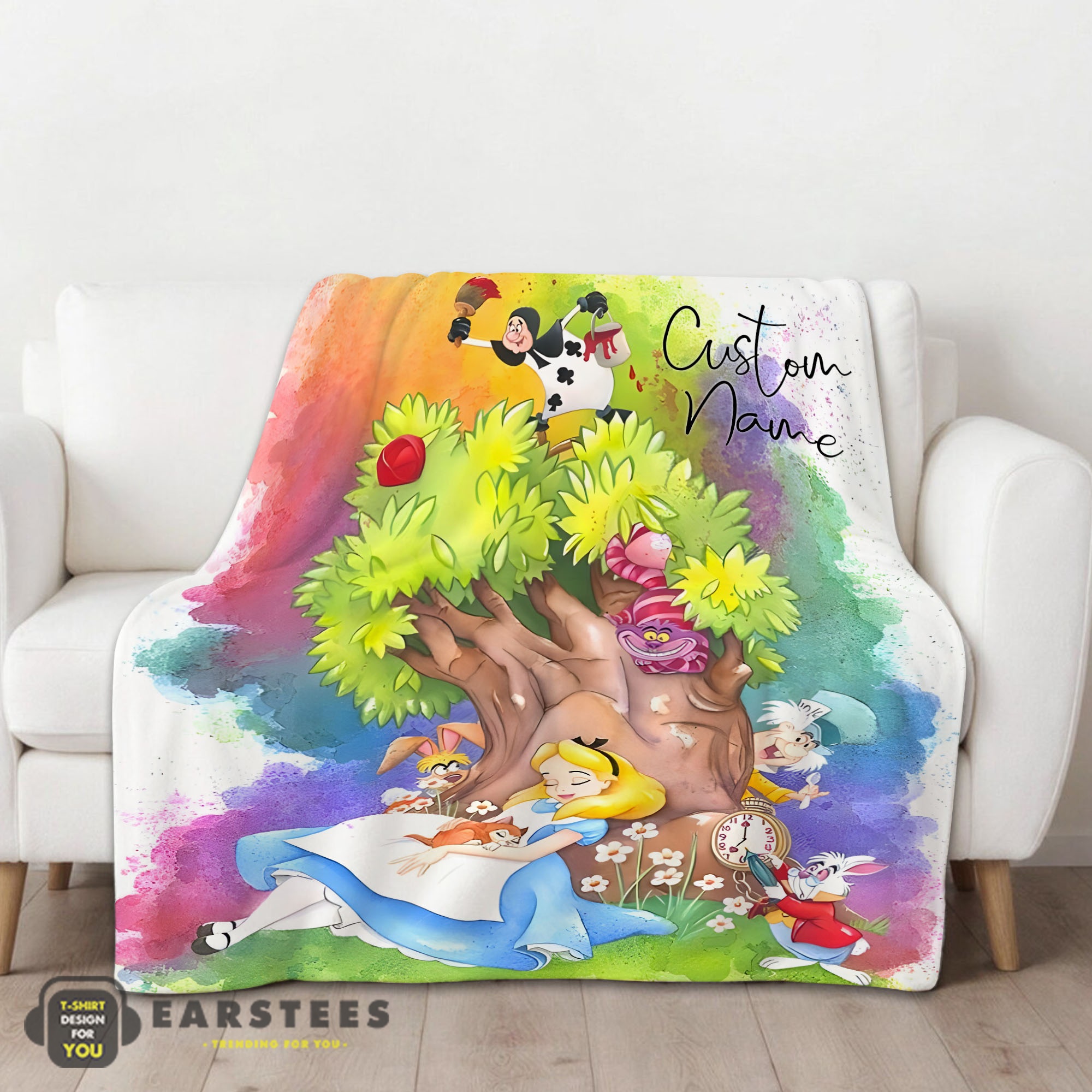 Good Disney Alice In Wonderland Dreaming Blanket Fleece Customized Blanket - Image 2