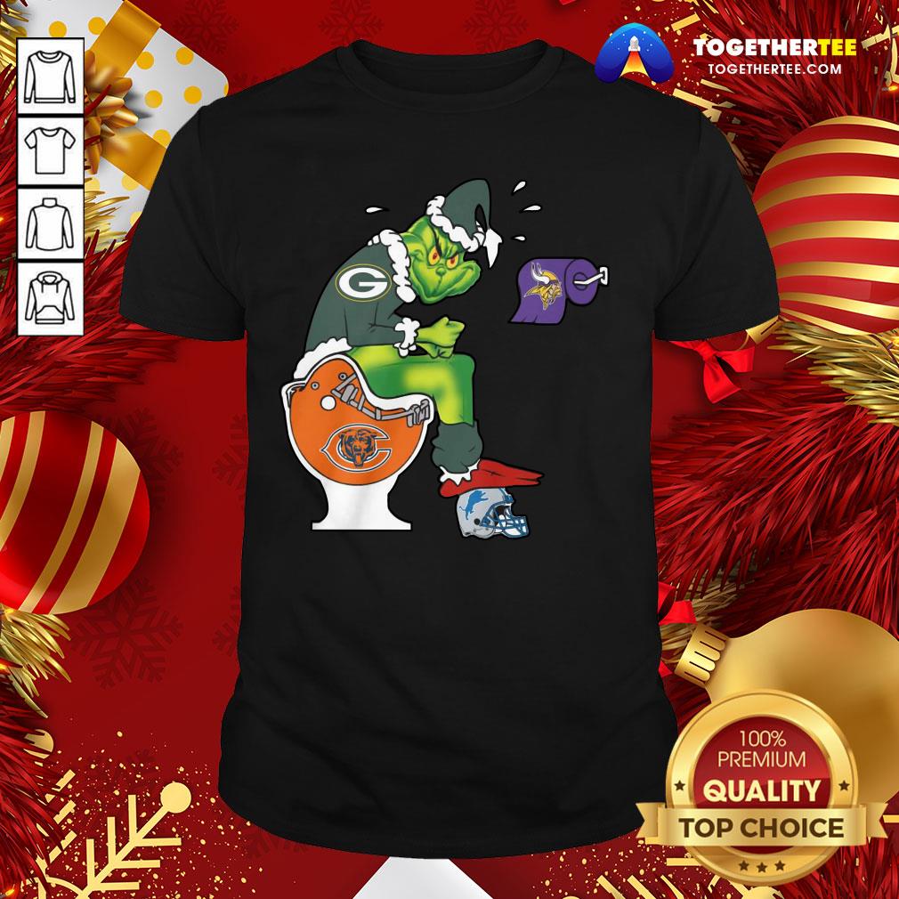 Nice The Grinch Green Bay Packers Shit On Toilet Chicago Bears And Other Teams Christmas Shirt