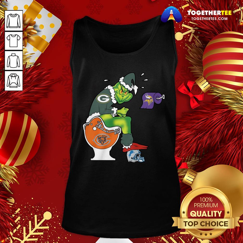 Nice The Grinch Green Bay Packers Shit On Toilet Chicago Bears And Other Teams Christmas Shirt - Image 3