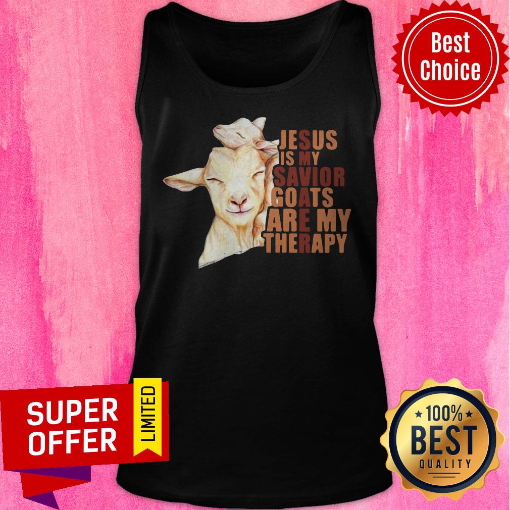 Official Jesus Is My Savior Goats Are My Therapy Shirt - Image 4