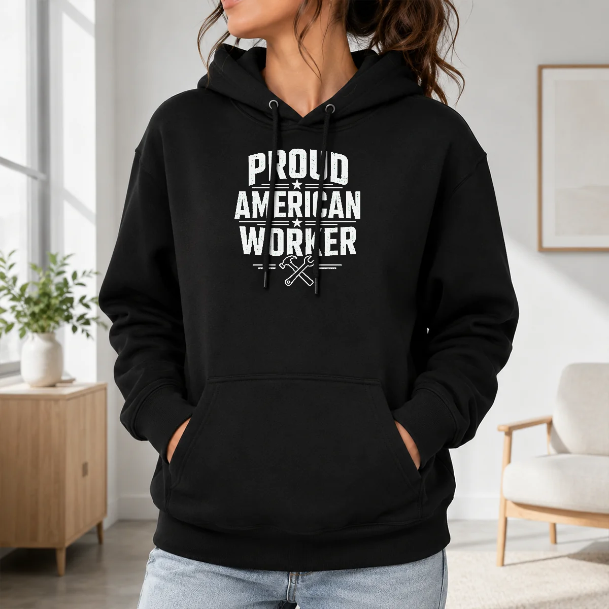 Premium Pretty Labour Day Proud American Worker Line Art Shirt - Image 7