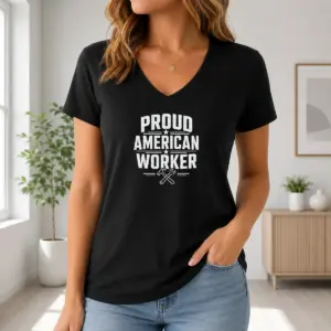 Alternative view of Premium Pretty Labour Day Proud American Worker Line Art Shirt