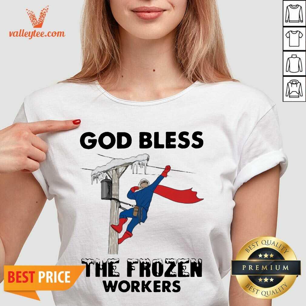 Wonderful God Bless The Frozen Workers Lineman Shirt - Image 3