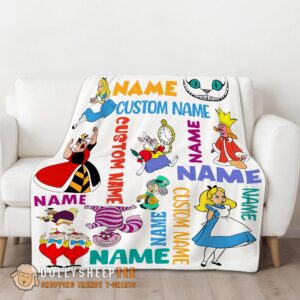 Alternative view of Disney Alice In Wonderland All Character Blanket Customized Blanket