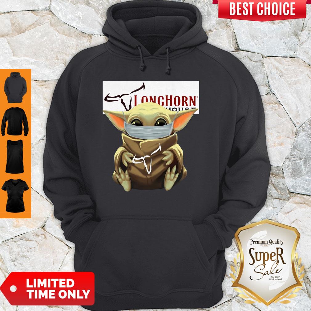 Pretty Baby Yoda Mask Hug Longhorn Steakhouse Shirt - Image 2