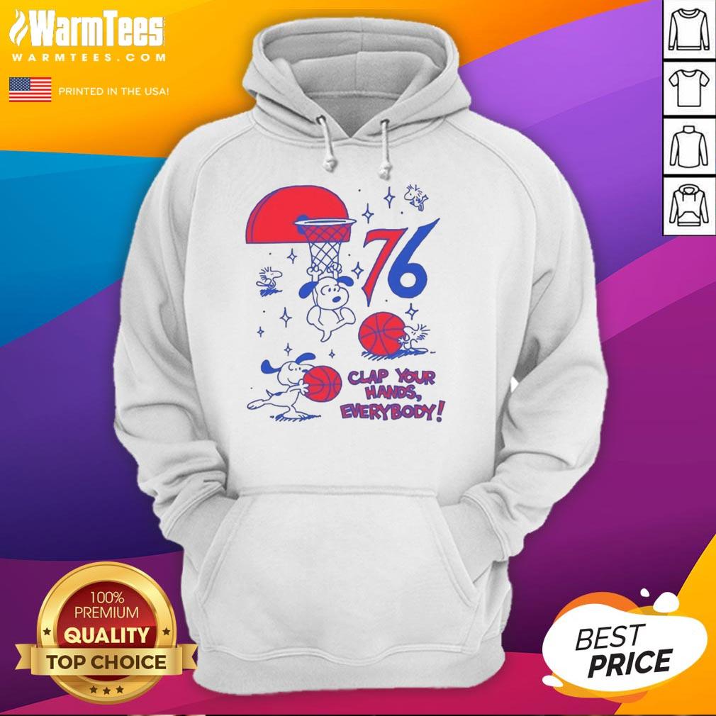 Original Philadelphia 76ers X Snoopy And Woodstock Clap Your Hands Everybody T-Shirt - Image 2