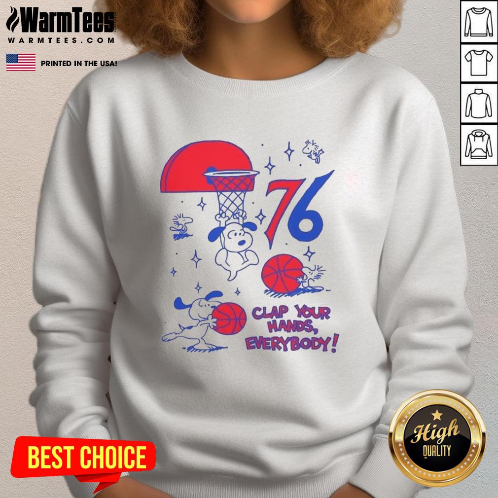 Original Philadelphia 76ers X Snoopy And Woodstock Clap Your Hands Everybody T-Shirt - Image 5