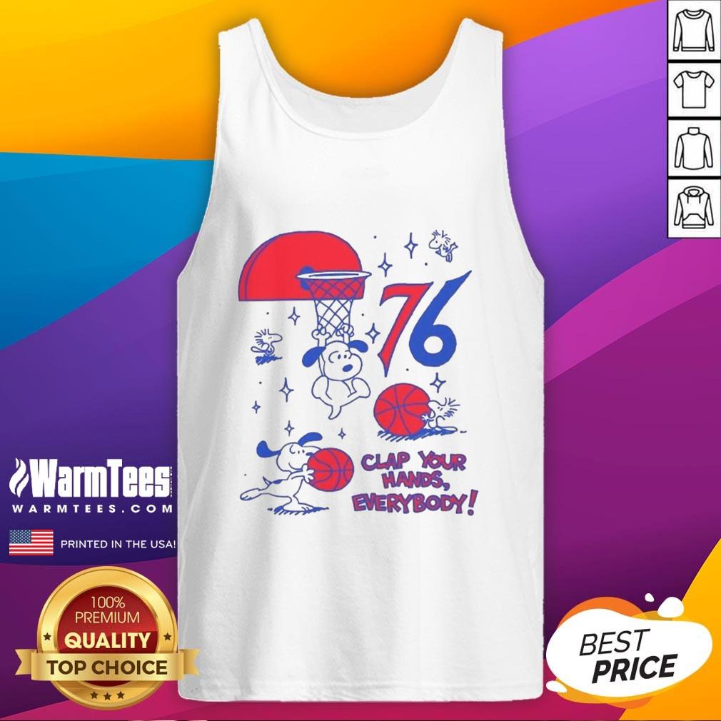 Original Philadelphia 76ers X Snoopy And Woodstock Clap Your Hands Everybody T-Shirt - Image 4