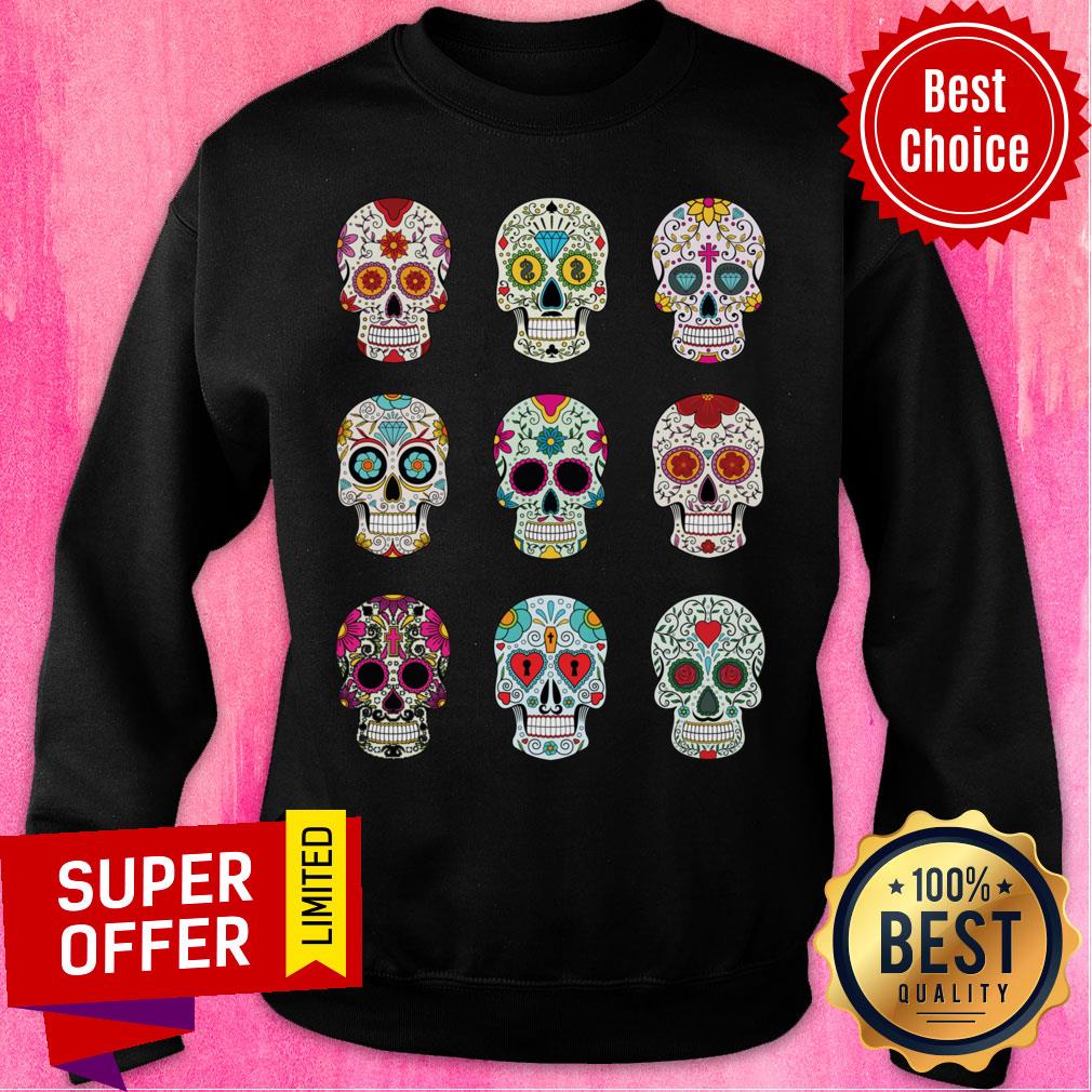 Mexican Sugar Skulls Dia De Muertos Day Of The Dead Shirt - Image 4