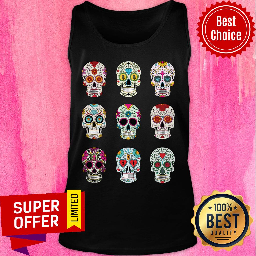 Mexican Sugar Skulls Dia De Muertos Day Of The Dead Shirt - Image 3