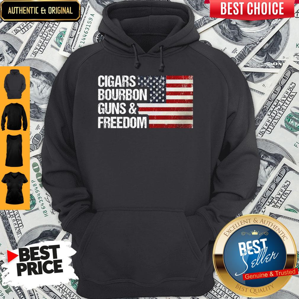 American Flag Cigars Bourbon Guns And Freedom Shirt - Image 2