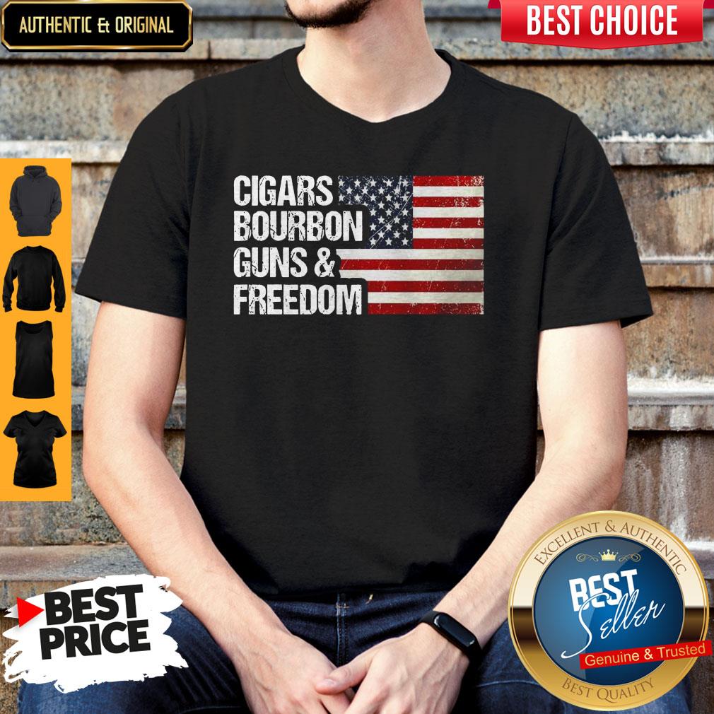 American Flag Cigars Bourbon Guns And Freedom Shirt