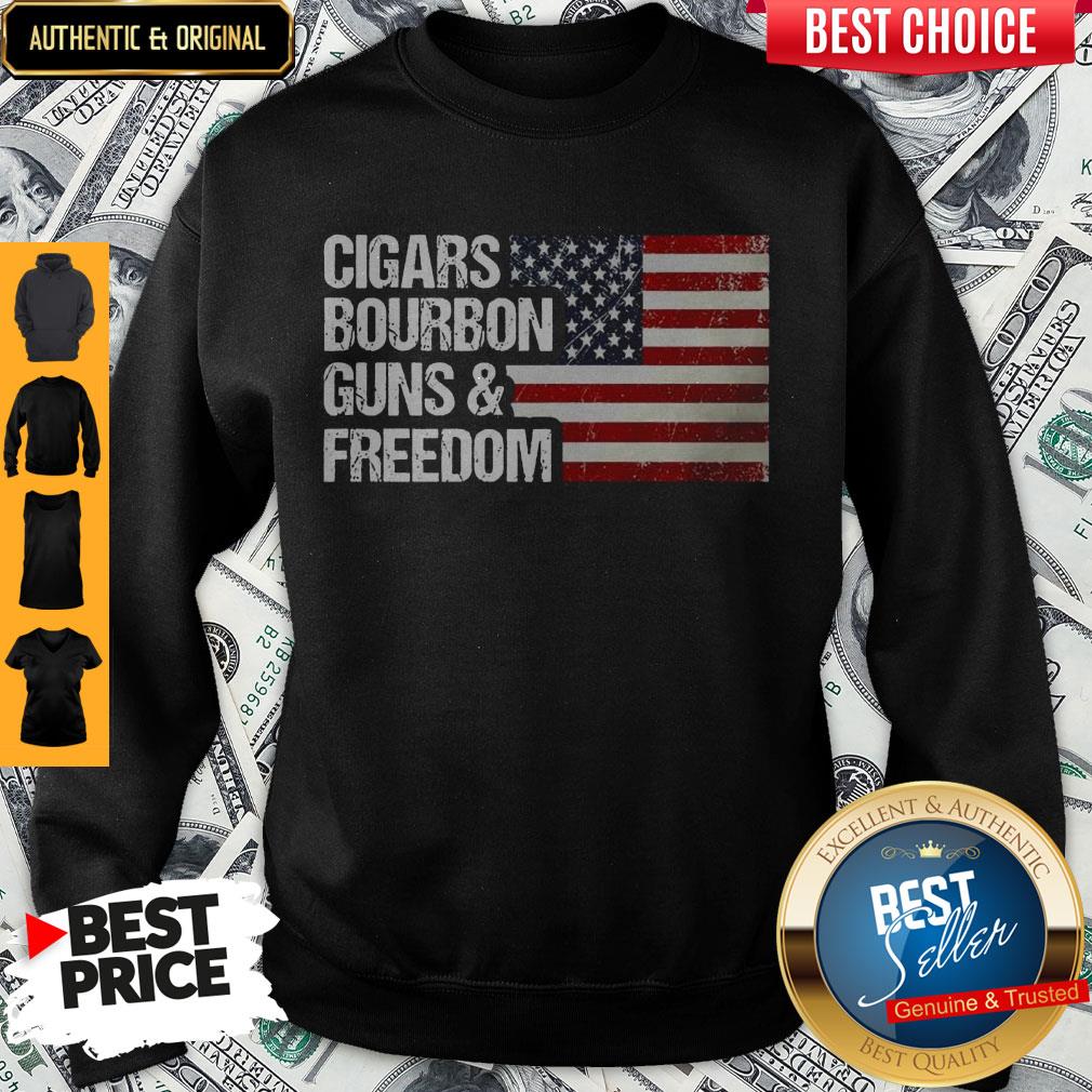 American Flag Cigars Bourbon Guns And Freedom Shirt - Image 5