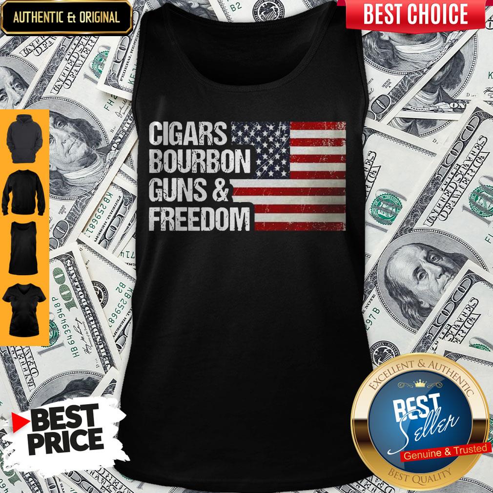 American Flag Cigars Bourbon Guns And Freedom Shirt - Image 4