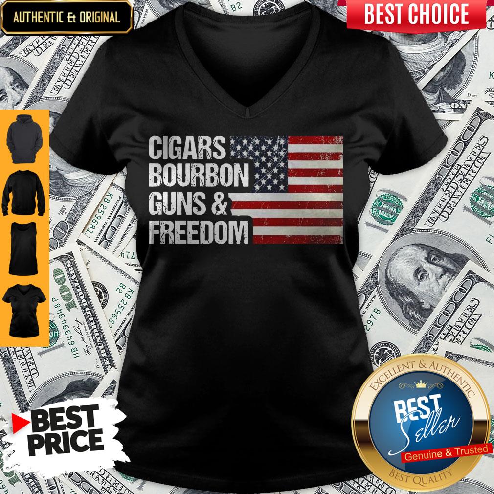 American Flag Cigars Bourbon Guns And Freedom Shirt - Image 3