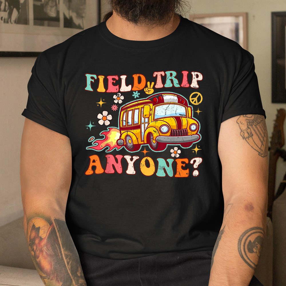 Field Trip Anyone Groovy School Bus Driver Yellow Bus Shirt - Image 3