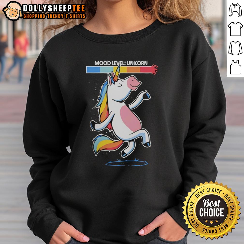 Funny Unicorn Happy Vibes Dancing Mood Level T-Shirt - Image 5