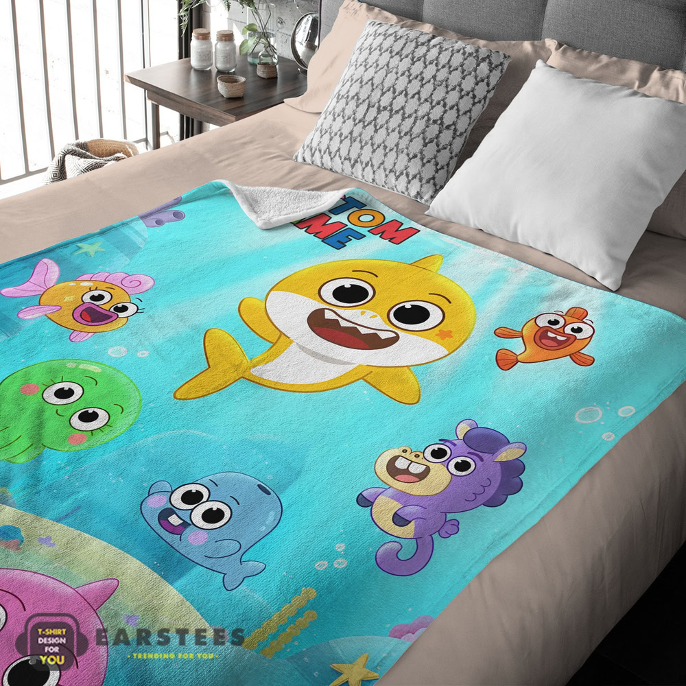 Good Baby Shark & Friends Poster Rainbow Text Blanket Fleece Customized Blanket - Image 2