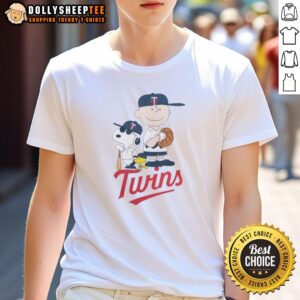 Nice Peanuts Characters Snoopy And Charlie Brown X Minnesota Twins Baseball T-Shirt