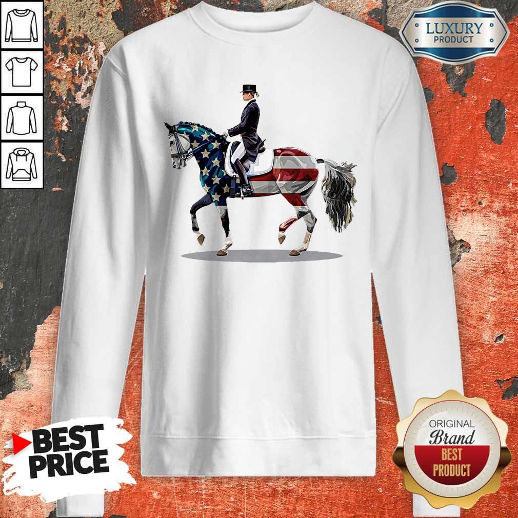 Premium American Flag Derssage Horse Shirt - Image 2