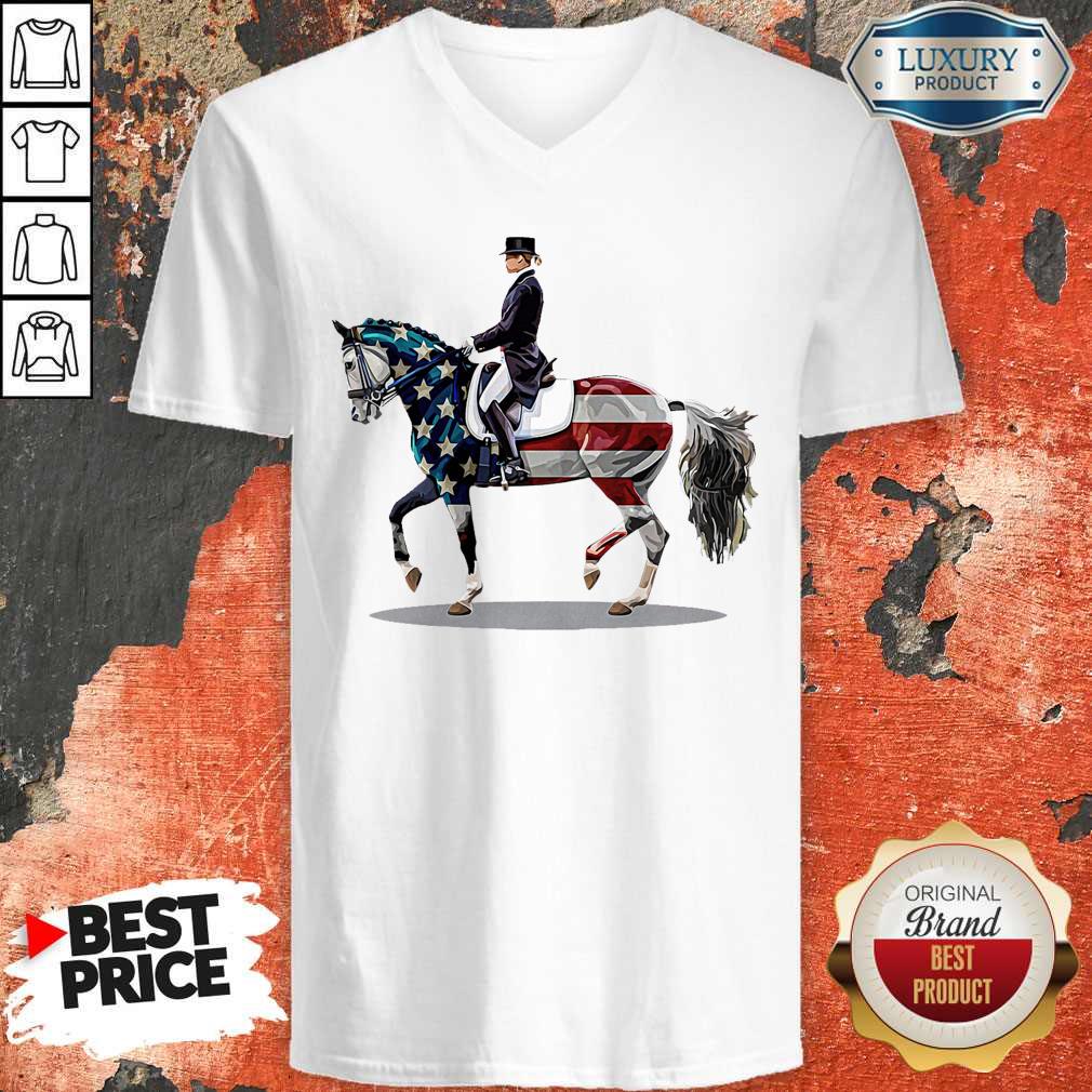 Premium American Flag Derssage Horse Shirt - Image 3
