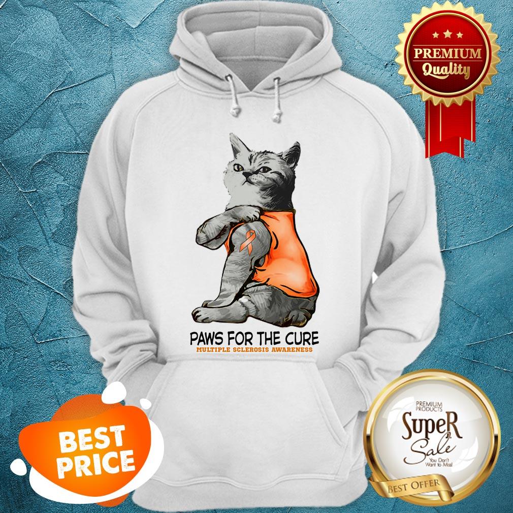 Nice Tattoos Cat Paws For The Cure Multiple Sclerosis Awareneass Shirt - Image 5