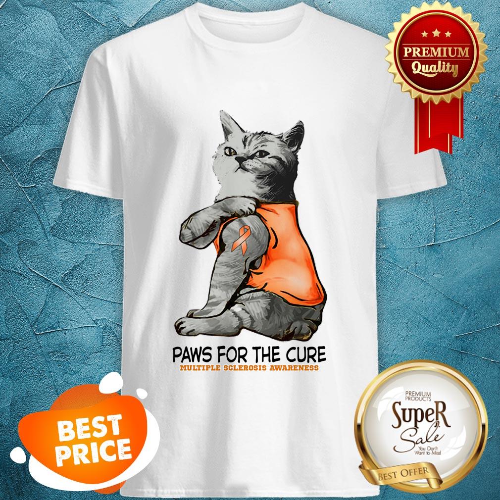 Nice Tattoos Cat Paws For The Cure Multiple Sclerosis Awareneass Shirt