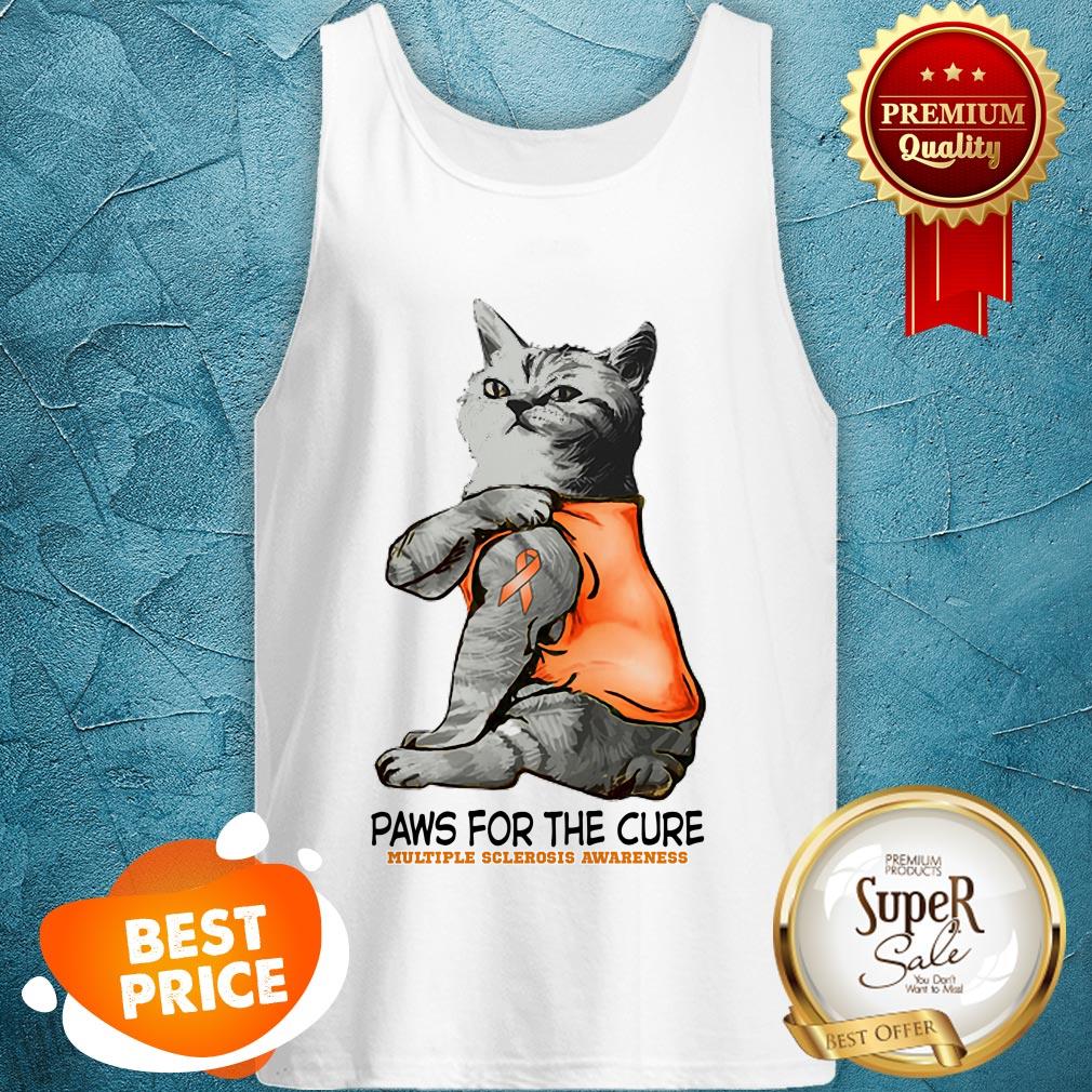 Nice Tattoos Cat Paws For The Cure Multiple Sclerosis Awareneass Shirt - Image 3