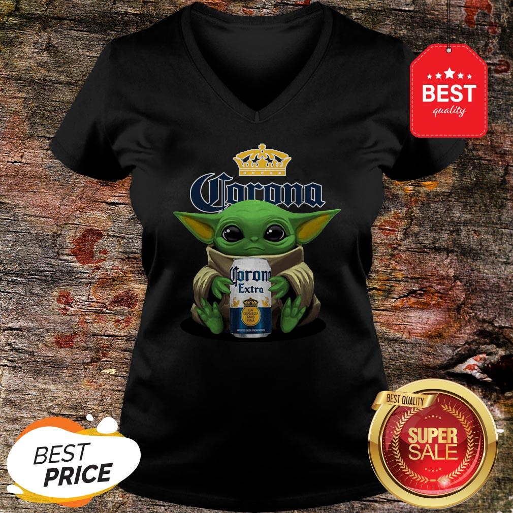 Pretty Baby Yoda Hug Corona Extra Beer Shirt - Image 2