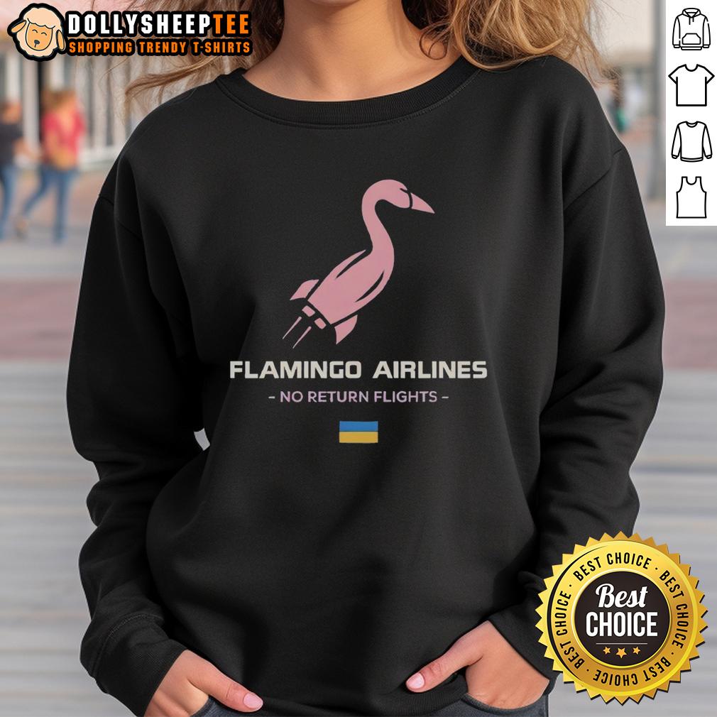 Good Flamingo Airlines No Return Flights T-Shirt - Image 5