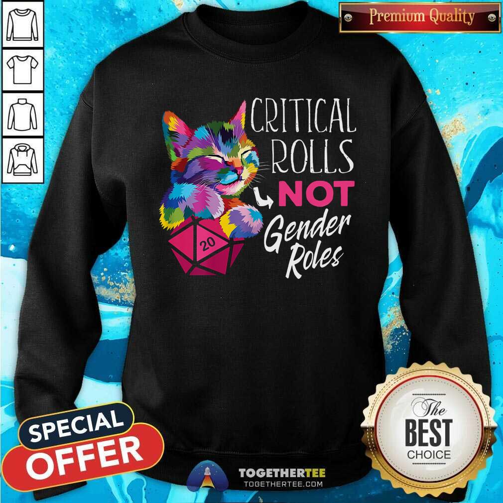 Critical Rolls Not Gender Roles Color Cat Shirt - Image 2