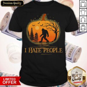 I Hate People Bigfoot Sunset Pumpkin Halloween Shirt
