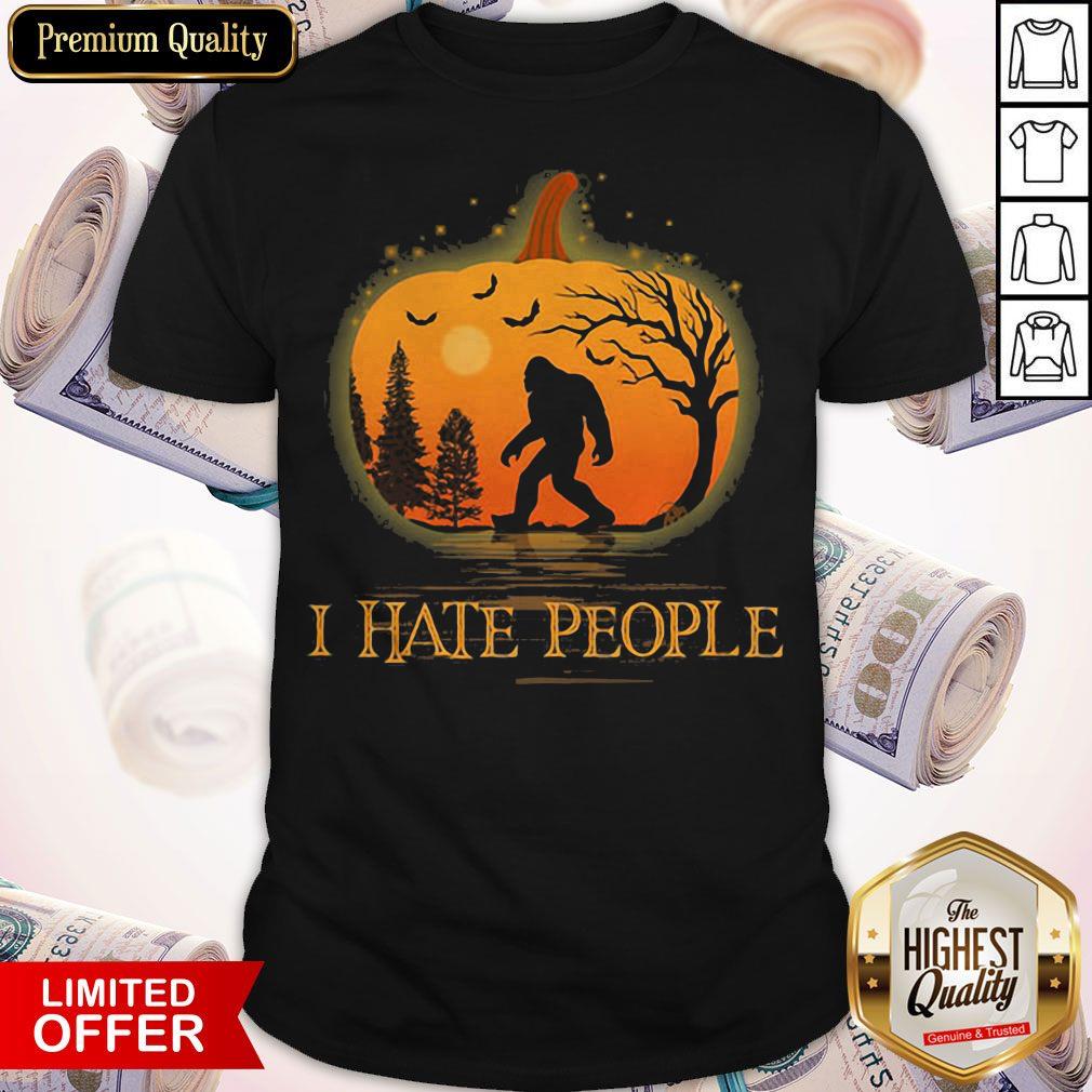I Hate People Bigfoot Sunset Pumpkin Halloween Shirt