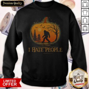 Alternative view of I Hate People Bigfoot Sunset Pumpkin Halloween Shirt