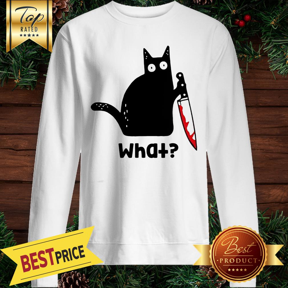Murderous Cat With Knife Cat What Black Cat Blood Shirt - Image 4