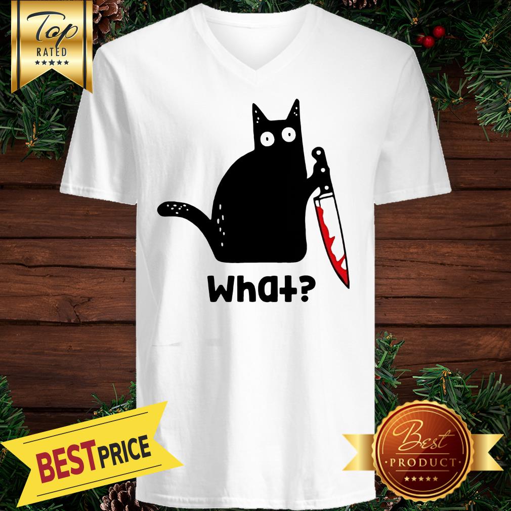 Murderous Cat With Knife Cat What Black Cat Blood Shirt - Image 2